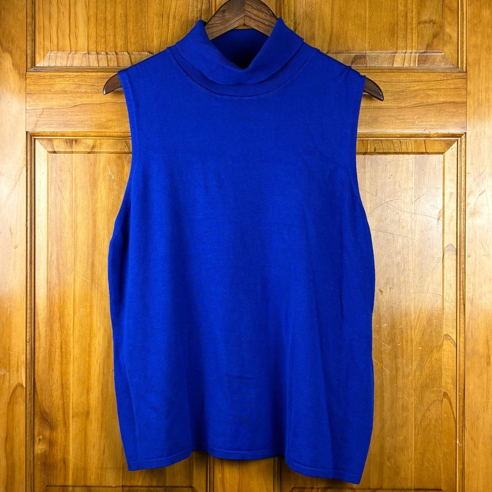 Preston & York Knit Bailey Sweater Cobalt Blue Sleeveless Turtleneck XL NEW